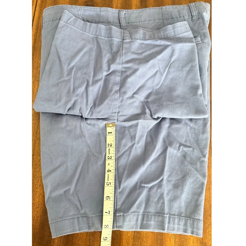 George Mens Light Blue Grey Flat Front Chino Shorts Size 40 Casual Twill Summer